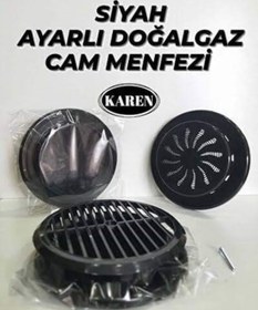 Resim Siyah Ayarlı Doğalgaz Menfezi Cam Ventilasyon Kombi Havalandırma 