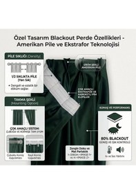 Resim Blackout Karartma 1/2 Amerikan Pileli Fon Perde Vişne 