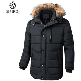 Resim Erkek Kışlık Pamuklu Soğuğa Dayanıklı Kapüşonlu Kaban Mont Siyah 