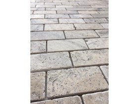 Resim Dm 06-017L Pietramosaic 5X10 Latte Traverten Tuğla Desen Eskitme Mozaik Doğaltaş Duvar Kaplama 