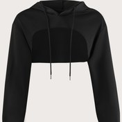 Resim Düz Daldırma Etek İpli Kapüşonlu, Günlük Uzun Kollu Crop Sweatshirt, Kadın Giyim 