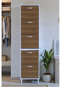 Resim Eliusta Store Ayaklı Ceviz Ayakkabılık 52 Cm Kapı Önü/giyim Odası/antre Uyumlu Ayakkabılık 52x205x26 Cm Ceviz 