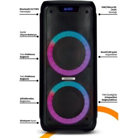 Resim Goldmaster Neon X4 Şarjlı Dj Box Ses Sistemi 