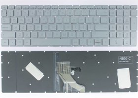 Resim Hp ile Uyumlu 15-da1002nt, 15-da1003nt, 15-da1004nt Uyumlu Laptop Klavye Silver Backlit LED 