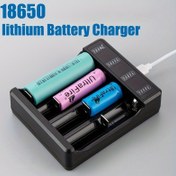 Resim USB-C Kablolu Hızlı Şarj 4 Yuvalı Lityum Pil Şarj Cihazı - 18650, 14500, 26650 Piller için Akıllı Şarj 