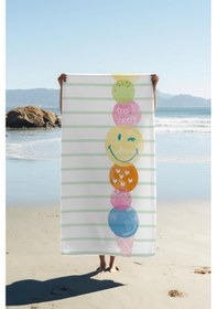 Resim Dijital Baskı Plaj Deniz Havlusu Emoji Desenli Peştamal Hvl0202 Renkli 