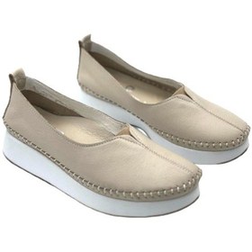 Resim Kindep İçi Dışı Hakiki Deri Günlük Comfort Kadın Ayakkabı Bej Bej 