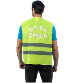 Resim Özel Güvenlik Yazılı Ikaz Yeleği Reflektörlü Sarı Renk Sarı 