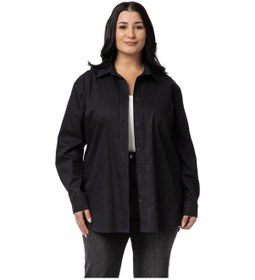 Resim Büyük Beden Cep Detaylı Gabardin Siyah Ceket Gömlek-siyah Siyah 