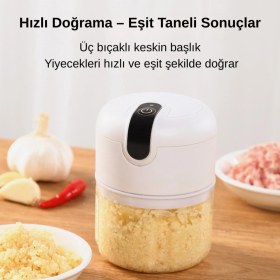 Resim Özbience Mini Kablosuz Doğrayıcı 250ML, USB Şarjlı, Paslanmaz Çelik Bıçaklı 