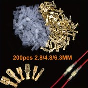 Resim 200 adet CLLICE Altın Kaplama Hızlı Bağlantı Terminalleri - 2.8 / 4.8 / 6.3 mm Erkek ve Dişi Sıkma Uçları PVC Yalıtım ile, Güvenli Elektrik Bağlantısı için Bakır Kontaklar (Endüstriyel, Otomotiv, Kendin Yap) 