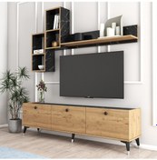 Resim MOXEN MT2 MİRA DUVAR RAFLI TV SEHPASI - KİTAPLIKLI TV ÜNİTESİ 