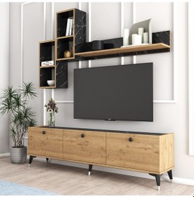 Resim MOXEN MT2 MİRA DUVAR RAFLI TV SEHPASI - KİTAPLIKLI TV ÜNİTESİ 