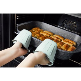 Resim HIMYHOME Silikon ELCEK Fırın Eldiveni Tutucu Isı Yalıtımlı Mikrodalga Fırın Tencere Tepsi Tutmaç 
