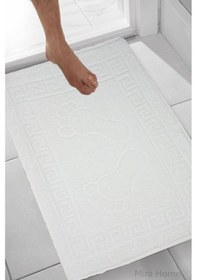 Resim 2 Li Ayak İzli Banyo Ayak Havlusu %100 Pamuklu Renkli 50x70 Cm Menom Beyaz 