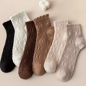 Resim 6 Adet Kadınlar İçin Şık Elmas Desenli Ayak Bileği Çorapları - Nefes Alabilen Dantel Kenar, Yumuşak Esnek Polyester-Spandex Karışımı, İlkbahar/Yaz için 6 Düz Renk, Günlük Kullanım ve Resmi Kıyafetler İçin Çok Yönlü, Şık Tasarım, Rahat Kalıp, Günlük Gereçler 