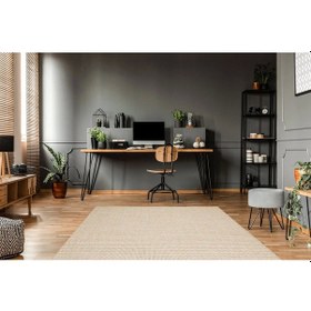 Resim Eko Halı Brooklyn Brk 01 Cream Sılver Hasır Görünümlü Kaymaz Renkli Dokuma Modern Kilim 