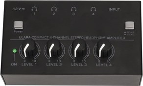 Resim 4 Kanal Kulaklık Amplifikatörleri, Ev Için Adaptörlü 100-240V Metal Kulaklık Amplifikatörü Düşük Gürültü (AB Tak) 