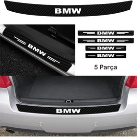 Resim Bmw 525 İçin Uyumlu Aksesuar Oto Bağaj Ve Kapı Eşiği Sticker Set Karbon 