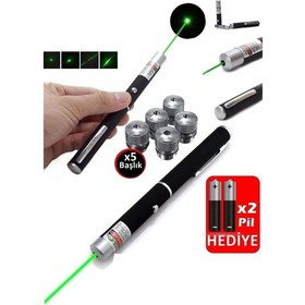 Resim Volemi V-008 Ultimate 5 Başlıklı Yeşil Lazer Pointer 2 Adet Pil Yeşil 