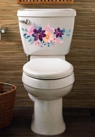 Resim Pembe Mor Çiçekler Klozet Kapağı Ve Banyo Sticker 