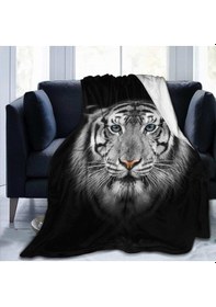 Resim Sofistike Organik Pamuk Polar 150 Cm 220 Cm. Tv Battaniyesi Siyah - Gri 