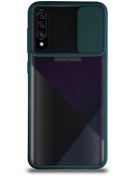 Resim KZY İletişim Samsung Galaxy A70 Kapak Lensi Açılır Kapanır Kamera Korumalı Silikon Kılıf - Yeşil 