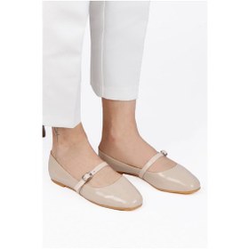 Resim Krem Rugan Kemer Detaylı Kadın Babet Krem 