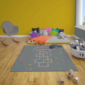 Resim HV349 Seksekli Yıldızlı Renkli Çocuk Oyun Halısı - Yumuşak, Kolay Temizlenebilir, 3 Kalite Seçeneği - 175cm Yuvarlak / Bambu Dokulu - Pamuk Dokuma Taban 