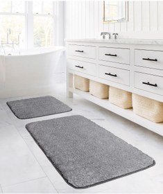 Resim Koza Home Segura Peluş Gri Kaydırmaz Taban 2li Banyo Paspası 60 X 100 - 50 X 60 