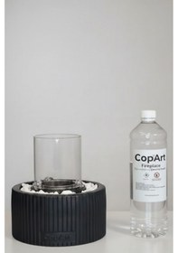 Resim Alba Siyah Biyoetanol Masaüstü Şömine - 1 Lt Yakıt Ve Dekoratif Taş Hediye 