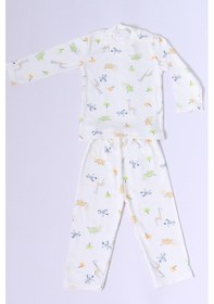 Resim Hçm Bebek Pamuk Pijama Takımı Tenkli Baskılı Bisiklet Yaka A2 Yeşil 