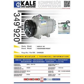Resim KALE 349920 KLİMA KOMPRESÖRÜ A4 1.8-1.8T-1.9TDI (94-01) A6 1.8-1. 