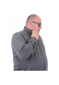 Resim Starbattal Büyük Beden Basic Mevsimlik Fermuarlı Sweatshirt 22750 Grı Melanj-Grı Melanj 