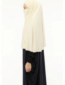 Resim Altobeh Hazır Türban Peçeli Pratik Eşarp Tesettür Nikaplı Hijab - Namaz Örtüsü Sufle 3xl - Krem Krem 