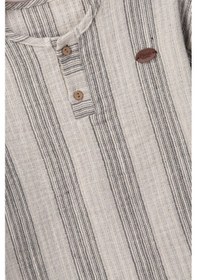 Resim Babyhola Bayramlık Erkek Bebek İkili Takım Katlanabilir Kollu Müslin Üst Ve Pantolon Set 2218 Füme 