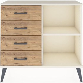 Resim Arges Şifonyer Tek Raflı 4 Çekmeceli 88x30x80 Aytaşı-aytaşı/çam Aytaşı/çam 