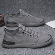 Resim Erkekler için Hafif Nefes Alabilen Kanvas Sneakerlar - Lastik Tabanlı, Düşük Üst Tasarım, Yuvarlak Burun ve Rahat İç Taban ile Günlük Kullanım, Yürüyüş & Dış Aktiviteler, Sokak Stili, Kumaş Astarlı Slip-On Ayakkabı 