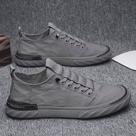 Resim Erkekler için Hafif Nefes Alabilen Kanvas Sneakerlar - Lastik Tabanlı, Düşük Üst Tasarım, Yuvarlak Burun ve Rahat İç Taban ile Günlük Kullanım, Yürüyüş & Dış Aktiviteler, Sokak Stili, Kumaş Astarlı Slip-On Ayakkabı 