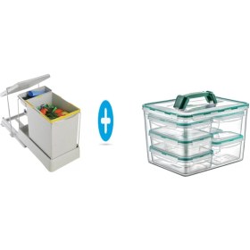 Resim Pelikan Raylı Dolap Içi Çöp Kovası Gri 20 Lt + Freshbox Kombiset Büyük 