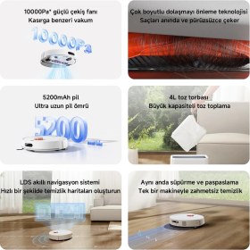 Resim Xiaomi Çift Fonksiyonlu 10.000 Pa Güçlü Akıllı Robot Süpürge ve Paspas, Çöp Istasyonlu Evcil Hayvan Dostu Özel Fırçalı Cihaz, Saç Dolaşmayan Sistemli 