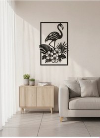 Resim Flamingo Kuş Figürlü Metal Duvar Tablosu 