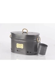Resim Evistro Büyük Boy 2 Bölmeli Lüx Metal Patates-Soğan-Sarımsak Kovası Antrasit 