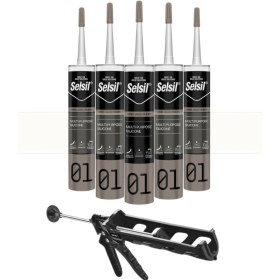 Resim Selsil Ga Silikon 280 Gr. Şeffaf 5 Adet , Plastik Tabanca Şeffaf 