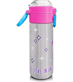 Resim Coral High Kids Pembe Gümüş Unicorn Desenli Pipetli Ve Direkt İçim Çelik Termos 500 Ml 31821 Gümüş 