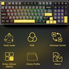 Resim AKKO 3098B Plus Black – Gold RGB Kablosuz Hotswap Mekanik Gaming Klavye 