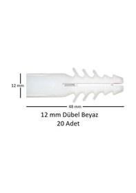 Resim Dübel, 12 Mm Beyaz Dübel, 20 Adet 