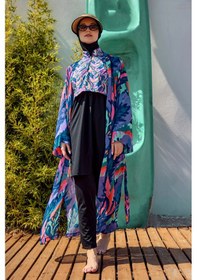 Resim Remsa Mayo Remsa Tesettür Mayo Üzerine Tek Kaftan Kimono Pareo Mor Rp028 Morika Mor 