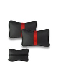 Resim Toyota Avensıs Sw Uyumlu Araç,araba,kırmızı Şerit Boyun Yastığı 2 Adet Siyah 