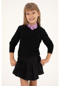 Resim U.S. Polo Assn. Kız Çocuk Siyah V Yaka Basic Kazak 50294198-VR046 